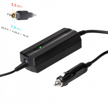 Akyga AK-ND-39 automobilinis nešiojamojo kompiuterio įkroviklis 20 V / 4,5 A, 90 W, 7,9 x 5,5 mm + kaištis, skirtas Lenovo