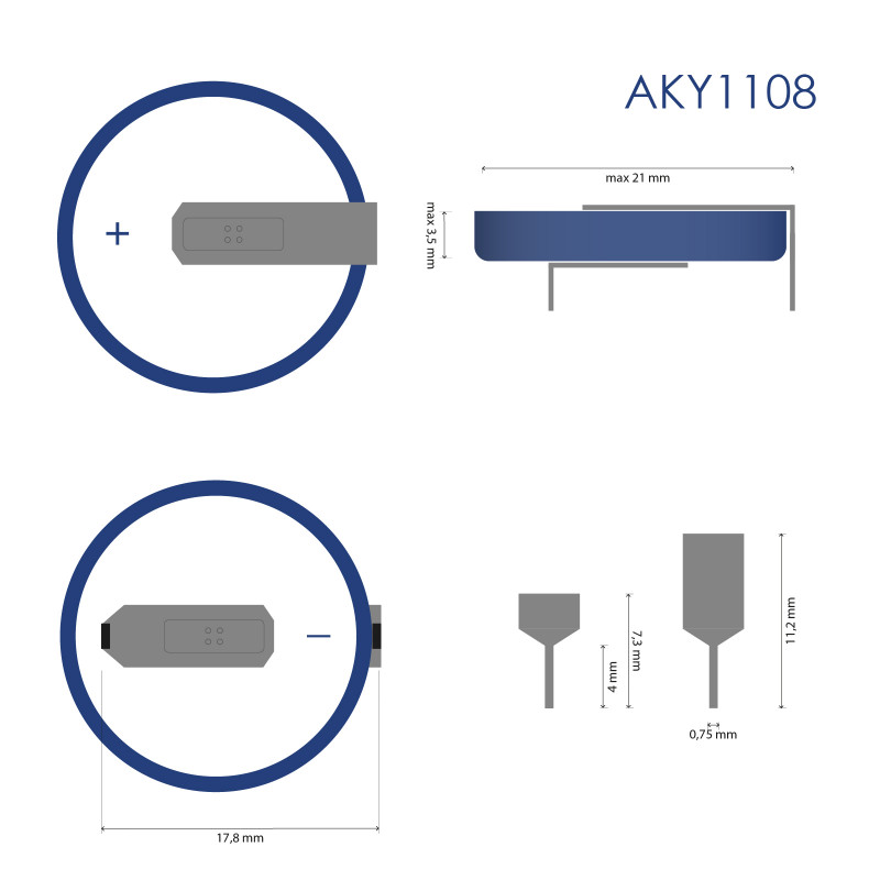 Akyga AKY1108 CR2032 HP2C ličio baterija 3 V 210 mAh su 2 išvadais, 17,8 mm žingsnis (THT)