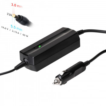 Akyga AK-ND-38 automobilinis nešiojamojo kompiuterio įkroviklis 19 V / 3,16 A, 60 W, 5,5 x 3,0 mm + kaištis, skirtas Samsung