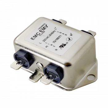 Akyga EN2010-1-F vienfazis EMI filtras, 1 A, 120-250 V AC, 50/60 Hz, 6,3 mm gnybtai