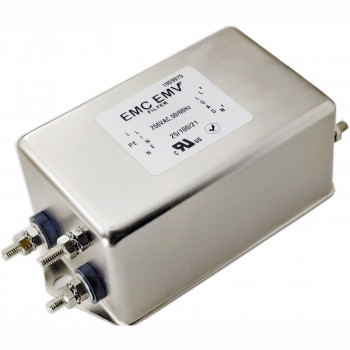 Akyga EN2020-30-S vienfazis EMI filtras, 30 A, 120-250 V AC, 50/60 Hz, M4 varžtiniai gnybtai