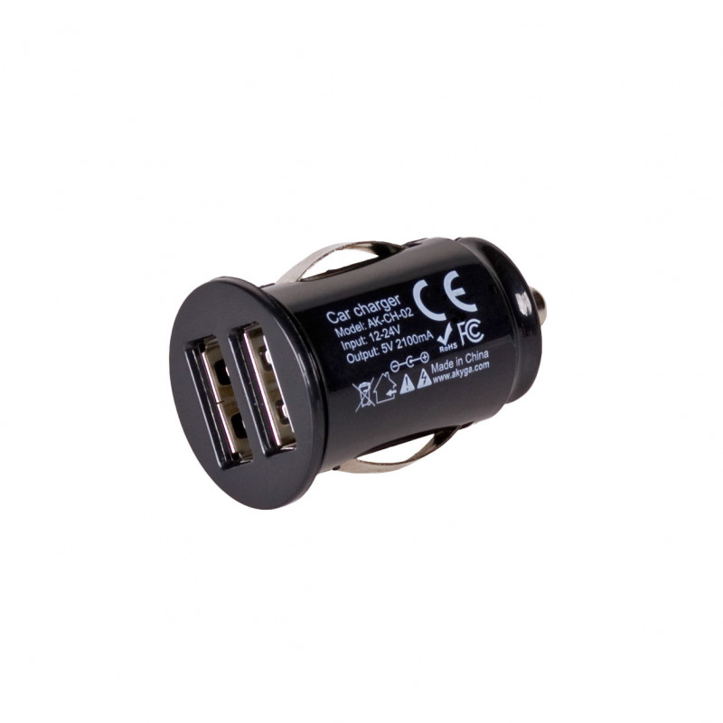 Automobilinis įkroviklis 12/24V Akyga AK-CH-02 10.5W 2x USB-A 5V / 2.1A juodas