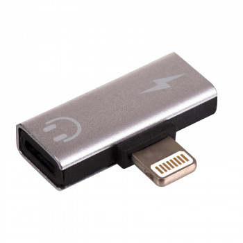 Akyga AK-AD-64 adapteris Lightning (m) į 2x Lightning (f), sidabrinis