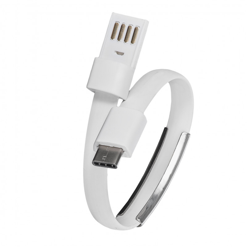 Akyga AK-AD-47 apyrankės formos USB kabelis, USB-C (m) / USB-A, USB 2.0, 23 cm, baltas