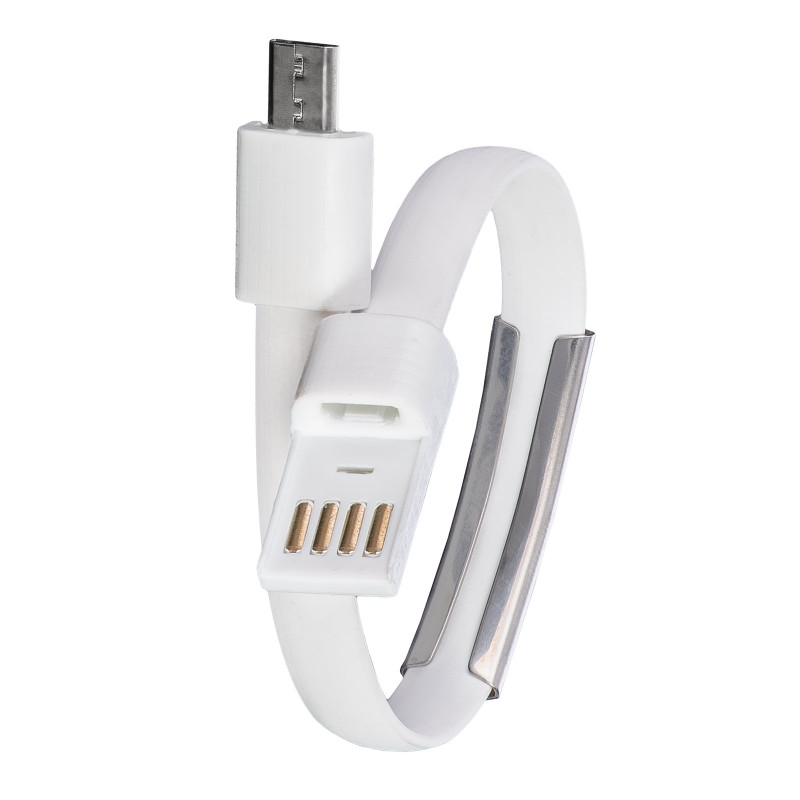 Akyga AK-AD-34 apyrankės formos USB kabelis, micro USB-B (m) / USB-A, USB 2.0, 23 cm, baltas