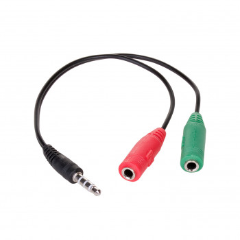 Akyga AK-AV-08 Mini Jack (M) į 2x Mini Jack (F) garso skirstymo kabelis, 15 cm, juodas