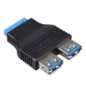 Akyga AK-CA-58 vidinis USB 3.0 19 kontaktų lizdo (F) į 2x USB-A 3.0 (F) adapteris