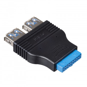 Akyga AK-CA-58 vidinis USB 3.0 19 kontaktų lizdo (F) į 2x USB-A 3.0 (F) adapteris