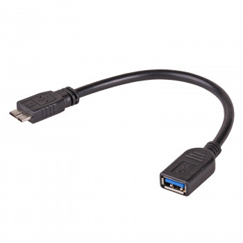 Akyga AK-AD-30 OTG adapteris su kabeliu USB-A 3.0 (lizdas) – Micro-USB 3.0 (kištukas), 15 cm, juodas