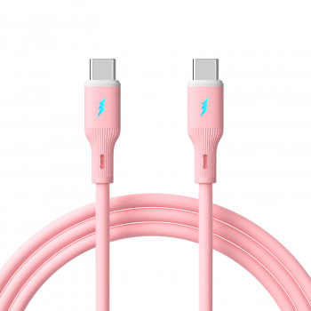 Akyga AK-USB-66 USB kabelis USB-C (m) / USB-C (m), USB 2.0, 60W, 1 m, rožinis, silikoninis
