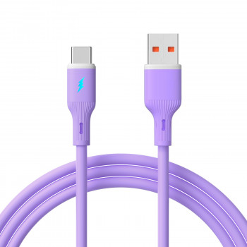 Akyga AK-USB-65 USB kabelis USB-A (m) / USB-C (m), USB 2.0, 18W, 1 m, violetinis, silikoninis