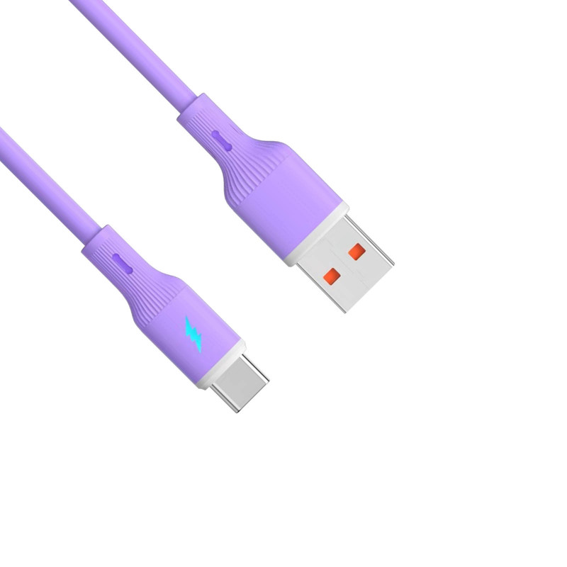 Akyga AK-USB-65 USB kabelis USB-A (m) / USB-C (m), USB 2.0, 18W, 1 m, violetinis, silikoninis