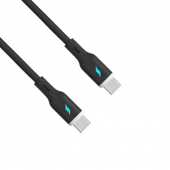 Akyga AK-USB-67 USB kabelis USB-C (m) / USB-C (m), USB 2.0, 60W, 1 m, juodas, silikoninis