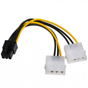 Akyga AK-CA-13 maitinimo adapterio kabelis 2x Molex (M) į PCIe 6-pin (F), 15 cm