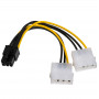 Akyga AK-CA-13 maitinimo adapterio kabelis 2x Molex (M) į PCIe 6-pin (F), 15 cm