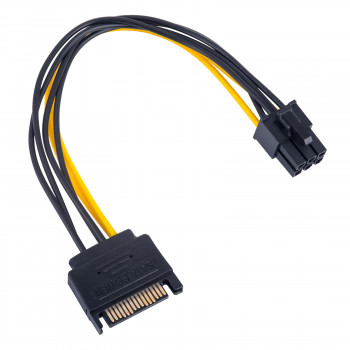 Akyga AK-CA-30 SATA maitinimo (M) į PCIe 6 kontaktų (F) adapterio kabelis, 15 cm