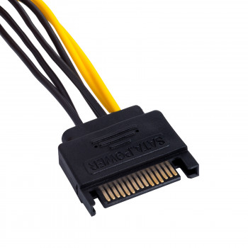Akyga AK-CA-30 SATA maitinimo (M) į PCIe 6 kontaktų (F) adapterio kabelis, 15 cm