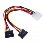 Akyga AK-CA-16 Molex (M) į 2x SATA maitinimo (F) skirstomasis kabelis, 15 cm