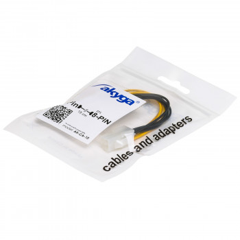 Akyga AK-CA-10 ATX P4 4 kontaktų (M) į EPS 8 kontaktų (F) maitinimo adapterio kabelis, 15 cm
