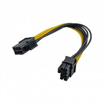 Akyga AK-CA-07 PCIe 6 kontaktų (M) į PCIe 8 kontaktų (6+2) (F) maitinimo adapterio kabelis, 20 cm
