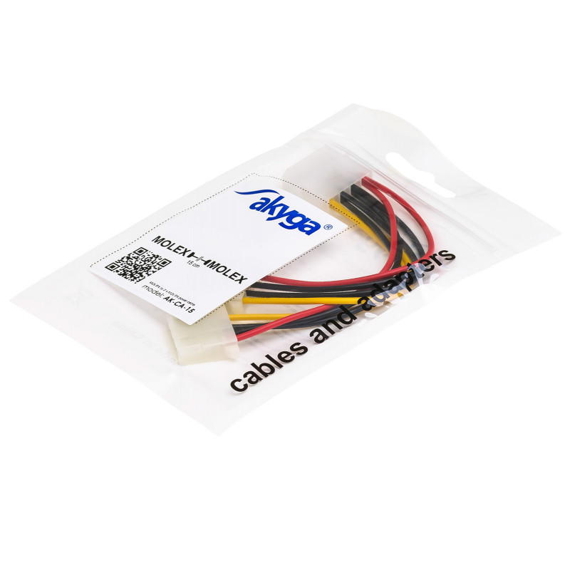 Akyga AK-CA-15 Molex (M) į 2x Molex (F) maitinimo skirstytuvo kabelis, 15 cm