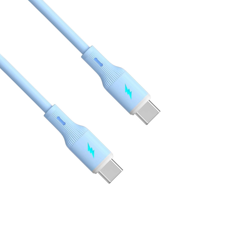 Akyga AK-USB-68 USB kabelis USB-C (m) / USB-C (m), USB 2.0, 60W, 1 m, mėlynas, silikoninis