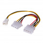 Akyga AK-CA-35 ventiliatoriaus maitinimo šakotuvas Molex (lizdas) – Molex (kištukas) + 3 kontaktų 12 V (kištukas), 2x 15 cm