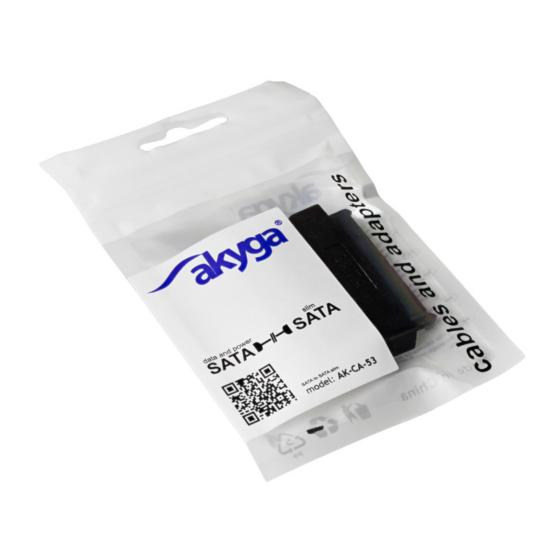 Akyga AK-CA-53 Slim SATA (kištukas) – SATA 22 kontaktų (lizdas) adapteris, juodas