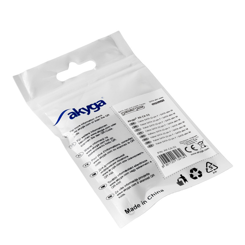 Akyga AK-CA-53 Slim SATA (kištukas) – SATA 22 kontaktų (lizdas) adapteris, juodas