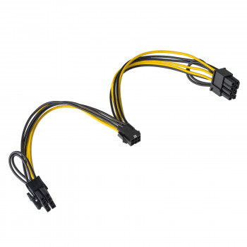 Akyga AK-CA-55 vaizdo plokščių maitinimo šakotuvas PCI-E 6 kontaktų (lizdas) – 2x PCI-E 6+2 kontaktų (kištukas), 2x 15 cm
