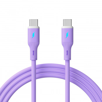 Akyga AK-USB-70 USB kabelis USB-C (m) / USB-C (m), USB 2.0, 60W, 1 m, violetinis, silikoninis