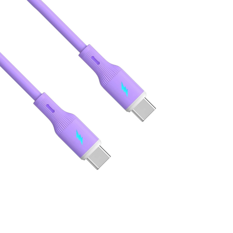 Akyga AK-USB-70 USB kabelis USB-C (m) / USB-C (m), USB 2.0, 60W, 1 m, violetinis, silikoninis