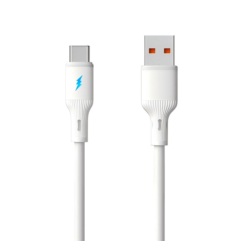 Akyga AK-USB-60 USB kabelis USB-A (m) / USB-C (m), USB 2.0, 12W, 1,8 m, baltas, silikoninis