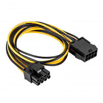 Akyga AK-CA-82 PCIe 8 kontaktų (6+2) maitinimo prailginimo kabelis, 6+2 kontaktų (M) į 8 kontaktų (F), 40 cm