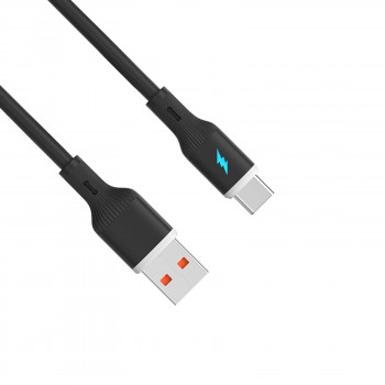 Akyga AK-USB-62 USB kabelis USB-A (m) / USB-C (m), USB 2.0, 18W, 1 m, juodas, silikoninis