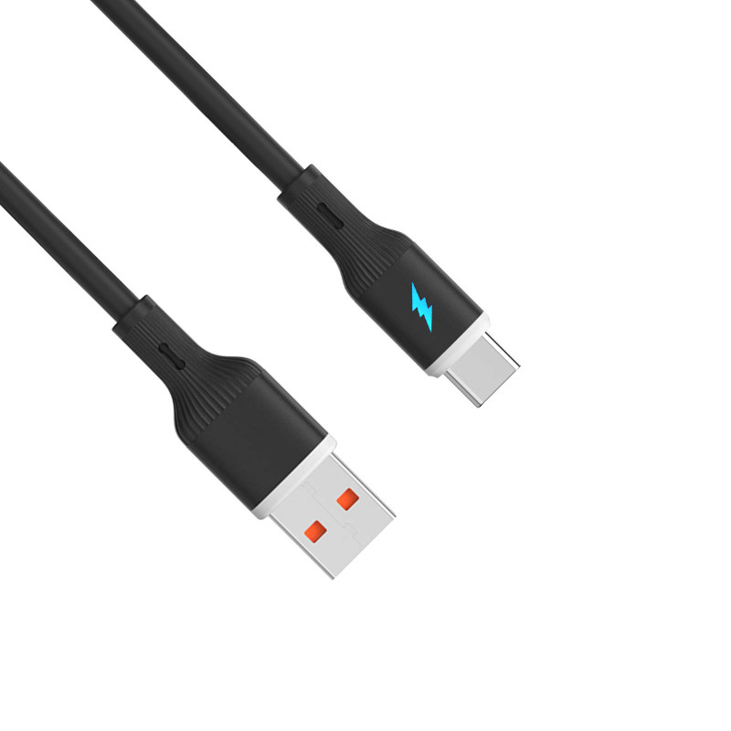Akyga AK-USB-62 USB kabelis USB-A (m) / USB-C (m), USB 2.0, 18W, 1 m, juodas, silikoninis