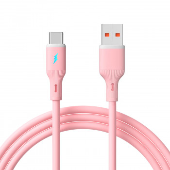 Akyga AK-USB-61 USB kabelis USB-A (m) / USB-C (m), USB 2.0, 18W, 1 m, rožinis, silikoninis