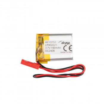 Akyga AKY0153 LP402025 Li-Po akumuliatorius 3,7 V 150 mAh su PCM, JST 2,54 mm 2 kontaktų jungtis, 150 mm laidai