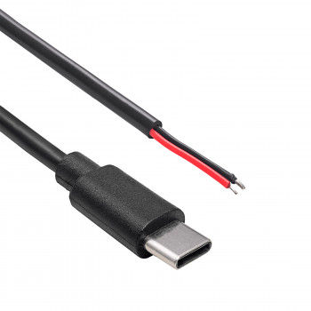 Akyga AK-SC-38 USB-C (kištukas) serviso kabelis su atviru galu, 10 W (5 V / 2 A), 1 m, juodas