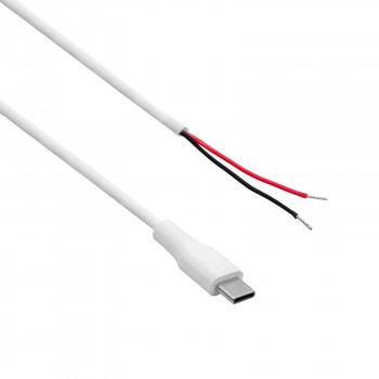 Akyga AK-SC-40 USB-C (kištukas) serviso kabelis su atviru galu, 60 W (20 V / 3 A), 1 m, baltas