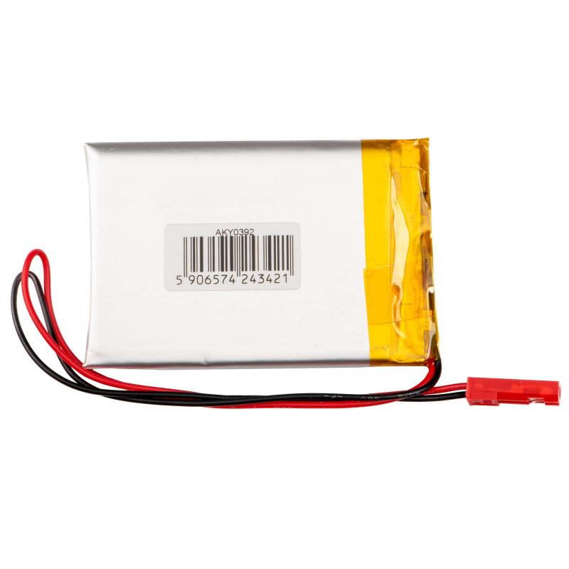 Akyga AKY0392 LP453350 Li-Po akumuliatorius 3,7 V 800 mAh su PCM, JST 2,54 mm 2 kontaktų jungtis, 150 mm laidai