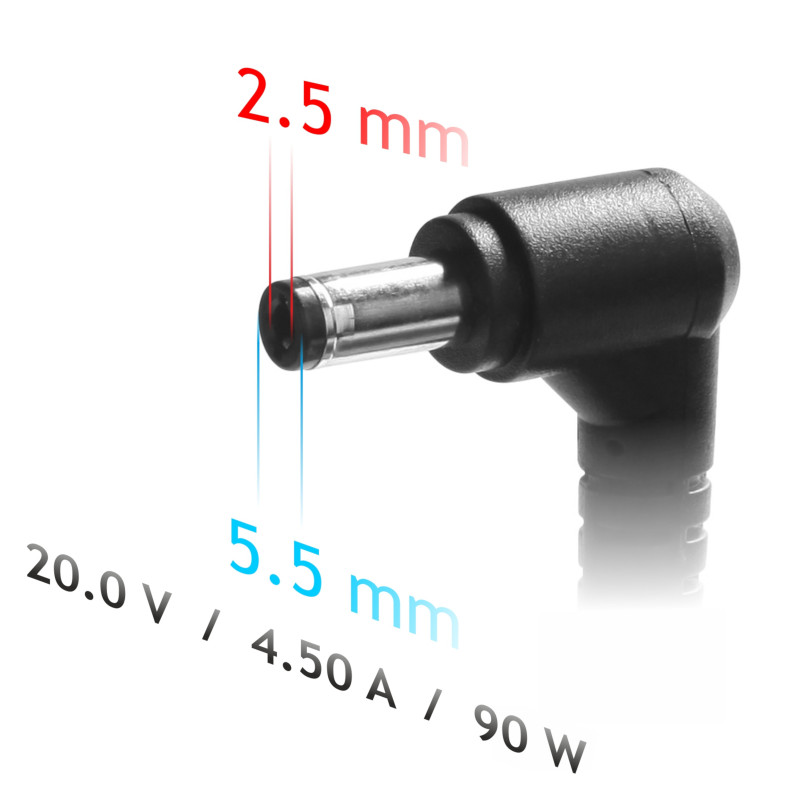 Akyga AK-ND-71 nešiojamojo kompiuterio įkroviklis 20 V / 4,5 A, 90 W, 5,5 x 2,5 mm, 1,2 m, skirtas Lenovo