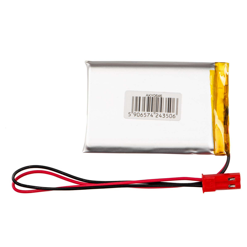 Akyga AKY0646 LP623255 Li-Po akumuliatorius 3,7 V 1100 mAh su PCM, JST 2,54 mm 2 kontaktų jungtimi, 150 mm laidais