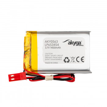 Akyga AKY0563 LP653454 Li-Po akumuliatorius 3,7 V 1400 mAh su PCM, JST 2,54 mm 2 kontaktų jungtimi, 150 mm laidais