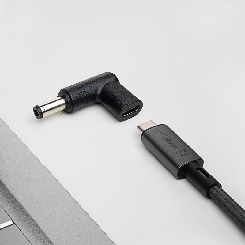 Akyga AK-ND-C02 USB-C – DC 5,5 x 2,1 mm adapteris nešiojamojo kompiuterio įkrovimui, 18,5-20 V, 100 W