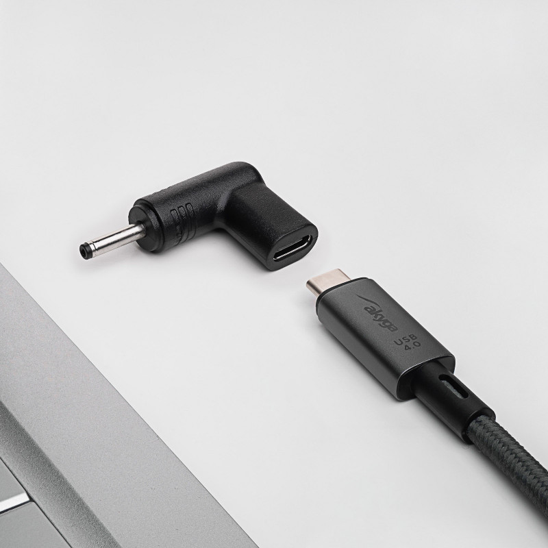 Akyga AK-ND-C06 USB-C – DC 3,0 x 1,0 mm adapteris nešiojamojo kompiuterio įkrovimui, 18,5-20 V, 100 W