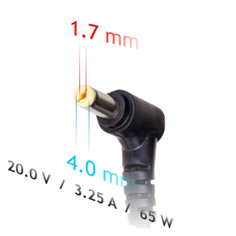 Akyga AK-ND-74 nešiojamojo kompiuterio įkroviklis 20 V / 3,25 A, 65 W, 4,0 x 1,7 mm, 1,2 m, skirtas Lenovo