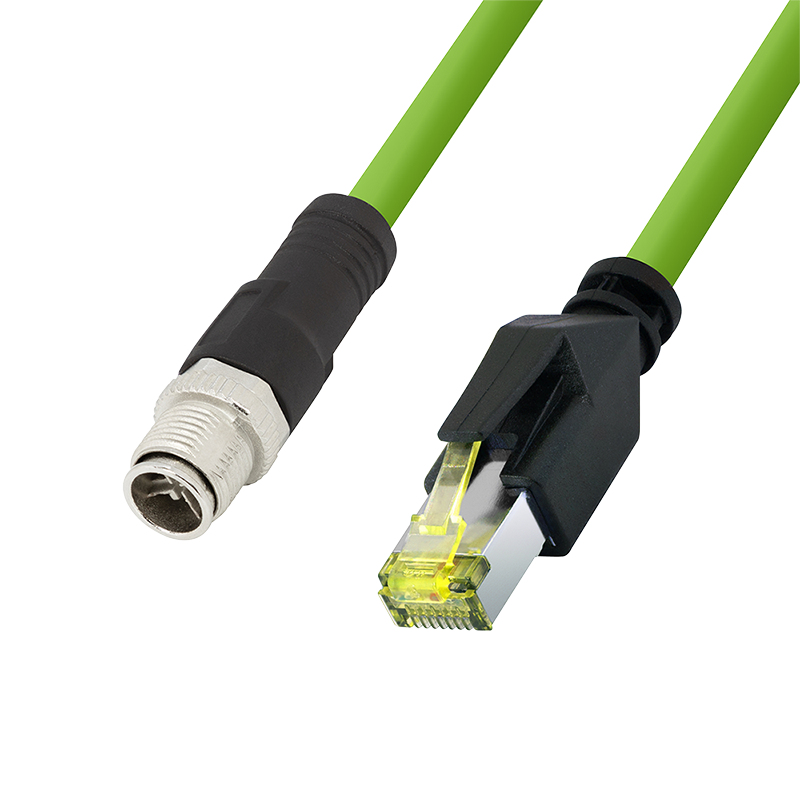 LogiLink CQM035S pramoninis tinklo kabelis, Cat.6A, PUR, M12 X-coded - RJ45, 1 m