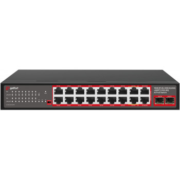Getfort GF-220G-16P-240 PoE tinklo komutatorius, 16 x GE PoE + 2 x GE + 2 x SFP, 240 W