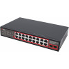 Getfort GF-220G-16P-240 PoE tinklo komutatorius, 16 x GE PoE + 2 x GE + 2 x SFP, 240 W